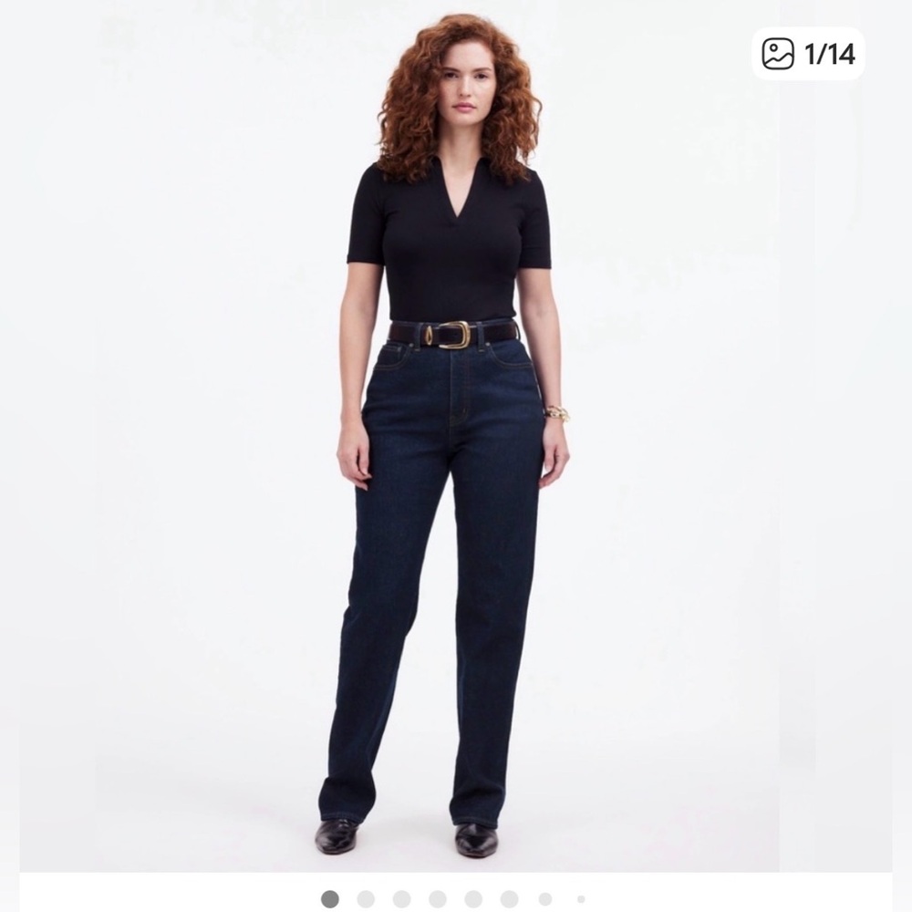 Madewell Women's The Curvy '90s Straight Leg Jeans dark blue wash denim size 23